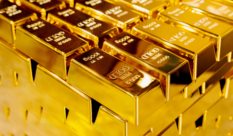 Gold market growth and investment value with gold bullion bars